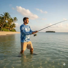 Huk Fishing Shirt 3XL Performance Fishing Camo LS Mossy Oak Fracture Blue