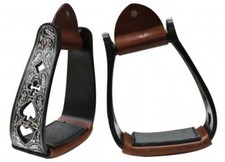 Showman Angled Black Aluminum Stirrups w/ Sil...