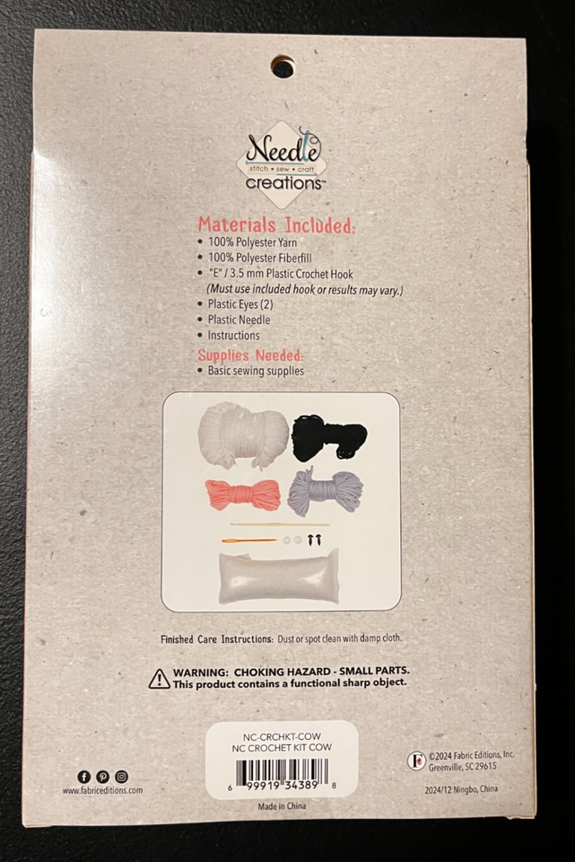 NEEDLE CREATIONS CROCHET KIT DOTTIE THE COW NIB Farm Animals | eBay