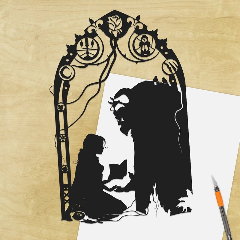 213. NWT Disney Beauty and the Beast Paper Hand Cut Art by Will Pigg - MSRP $50