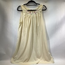 Vtg SHADOWLINE Nightgown Sleepwear Ivory Large Nightie Nylon FREE SHIPPING 
