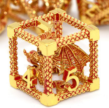 7-teiliges DND Würfel Set aus Metall mit 3D Drachen-Design für RPG-Enthusiasten