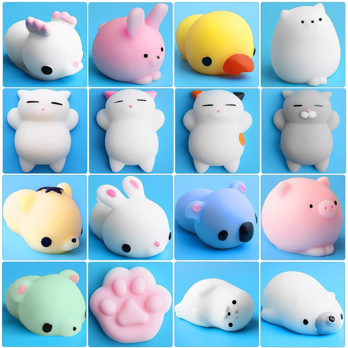 Outee 16 Pcs Mochi Animals Toys Lovely Squishies Mochi Cat Stress - Main Image