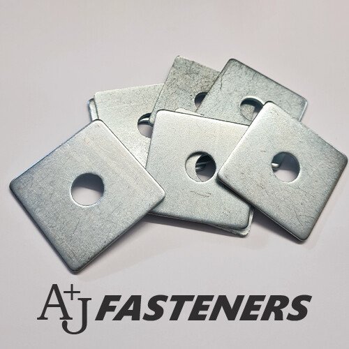 SQUARE PLATE WASHERS 50mm x 50mm HEAVY 3mm ZINC PLATED M8 M10 M12 M16