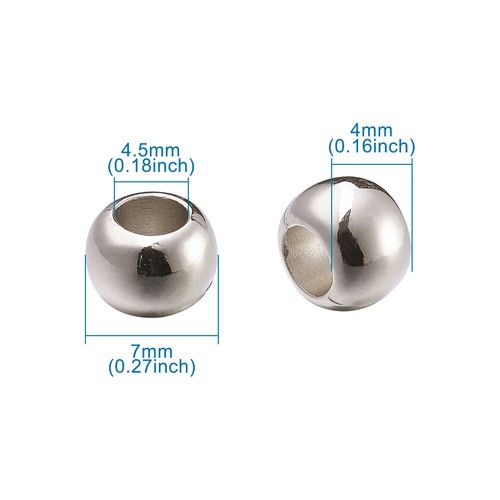 100pcs Brass European Large Hole Beads Rondelle Smooth Loose Spacer Charms 7x4mm - Picture 27 of 33