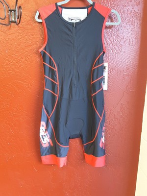 Triathlon Race cycling bib  Suit Black Red sleeveless Size X large XL SLS3  FRT