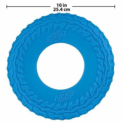 Nerf Dog Rubber Tire Flyer Dog Toy Frisbee Lightweight Durable, Blue - Image 4 of 4