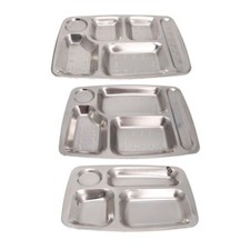 Plato de acero inoxidable 4/5/6 compartimentos indio Thali plato barbacoa camping