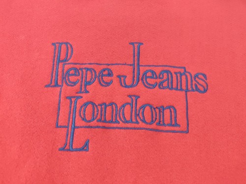 Vintage Pepe Jeans London Embroidered Logo Red Crewneck Sweatshirt Size S / M - Picture 2 of 4