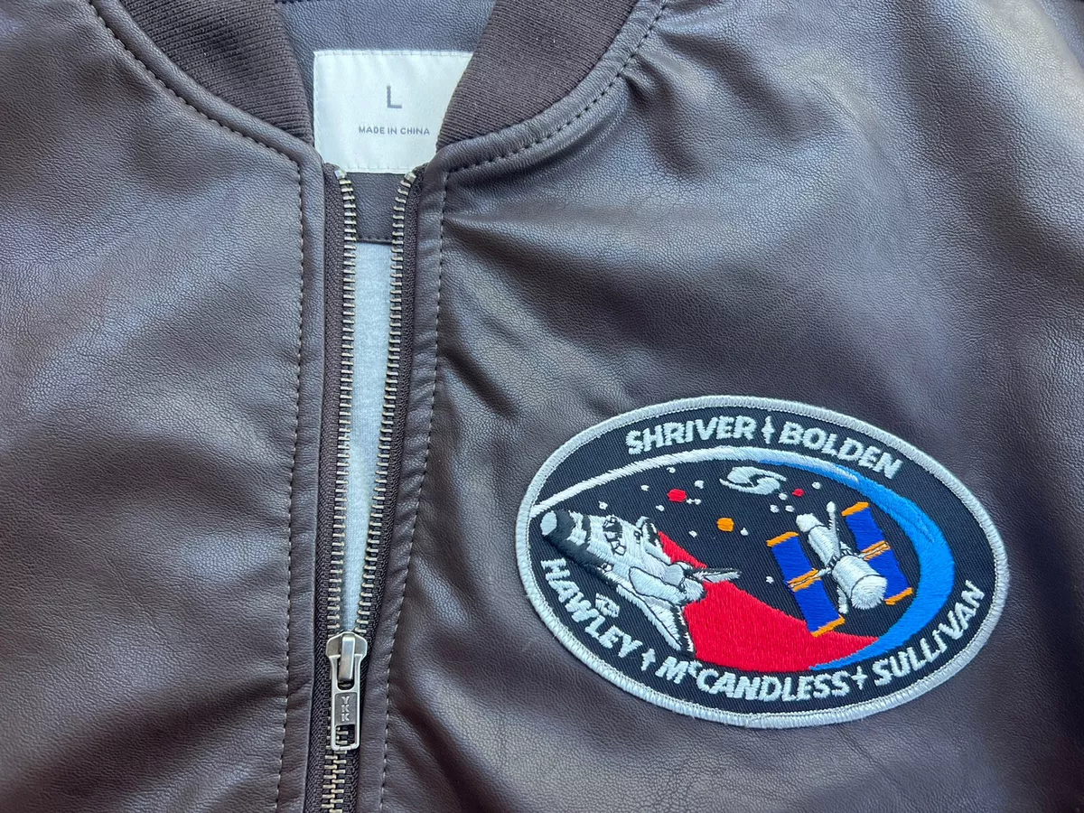 Space leather bomber jacket
