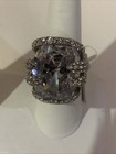 MASSIVE SILVER TONE SPARKLING RHINESTONE COCKTAIL SPECIAL OCCASION RING SZ.8 NWT — photo 4