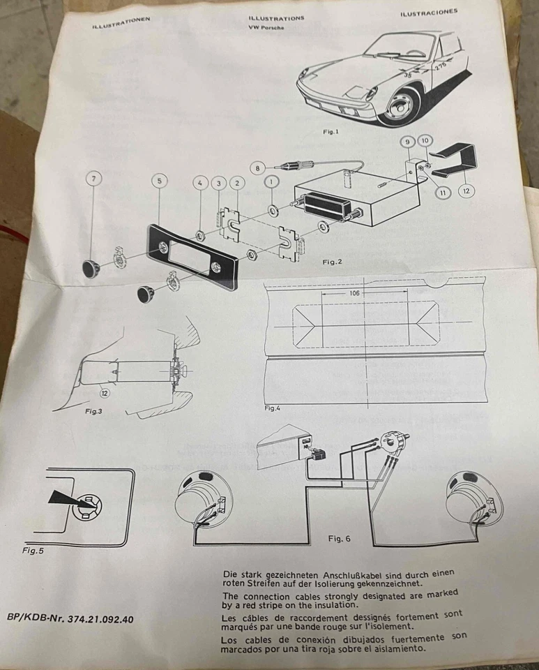 Porsche 914 1975/76 Blaupunkt Radio Installation Kit Original NIB NOS for Stereo - Image 4 of 4