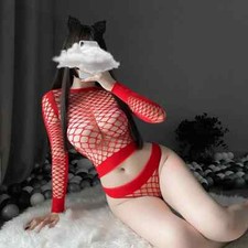 Biancheria Intima Erotica a Rete Rossa - Elastico Spandex Sexy Hot Costume Donna