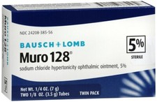 Bausch Lomb Muro 128 Sodium Chloride Opthalmic Oint 5 1/8 oz x 2 tubes TWINPAK