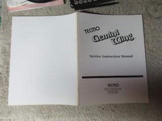 GEMINI WING TECMO   original VINTAGE  ARCADE video game  machine  manual