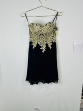 Windsor Women’s Black Gold Strapless Dress Size Small Prom Homecoming Party