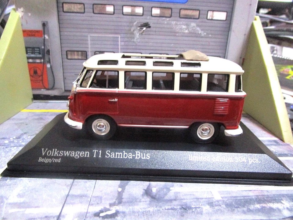 VW Volkswagen Bus T1 Samba Bus Fensterbus rot creme 1960 Minichamps 1:43 - Bild 2 von 4