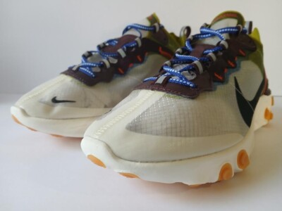 Nike React Element 87 SZ 8.5 Moss Black El Dorado Deep Royal Blue AQ1090-300