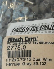 NEW GENUINE 100 PCS ALTECH CORP. CONTA-CLIP 2775.0 HH 2X0.75/15 DUAL WIRE, GRAY 