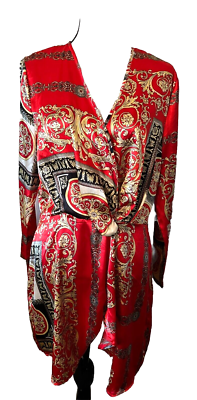 pretty little thing red satin oriental dress Pretty Little Thing Womens Size 12 Red Party Asian Print Satin Dress