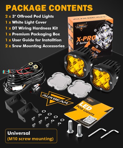 AUXBEAM 2 piezas 3" pulgadas 80W LED Luz de Trabajo Punto Offroad Conducción Faros Antiniebla Para GMC - Imagen 7 de 12