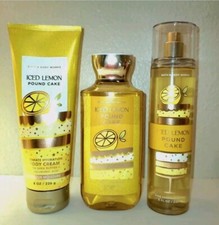 Bath  Body Works ICED LEMON POUND CAKE Fragrance Mist Cream Shower Gel LOT SET