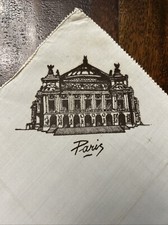 Vintage Ladies Hankie Yellow Cream Paris