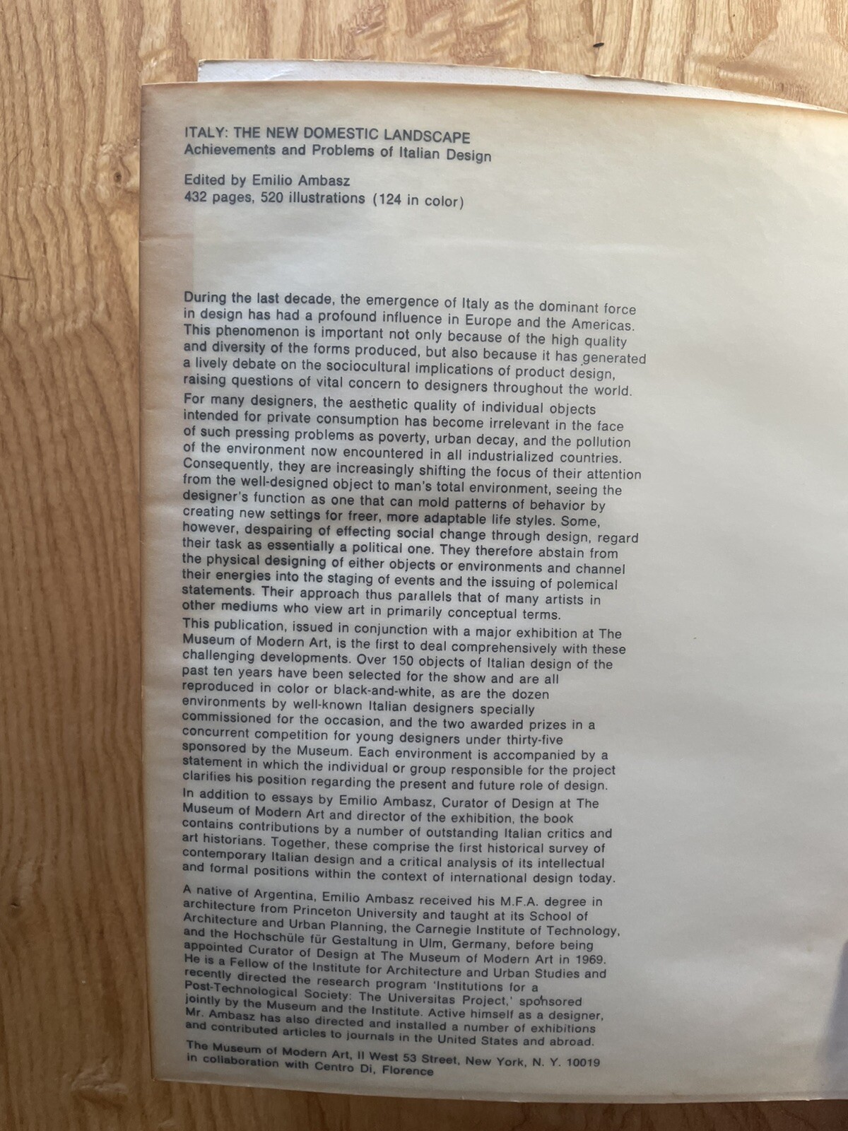 Italy: The New Domestic Landscape Achievements & Problems Of Italian Design MoMa