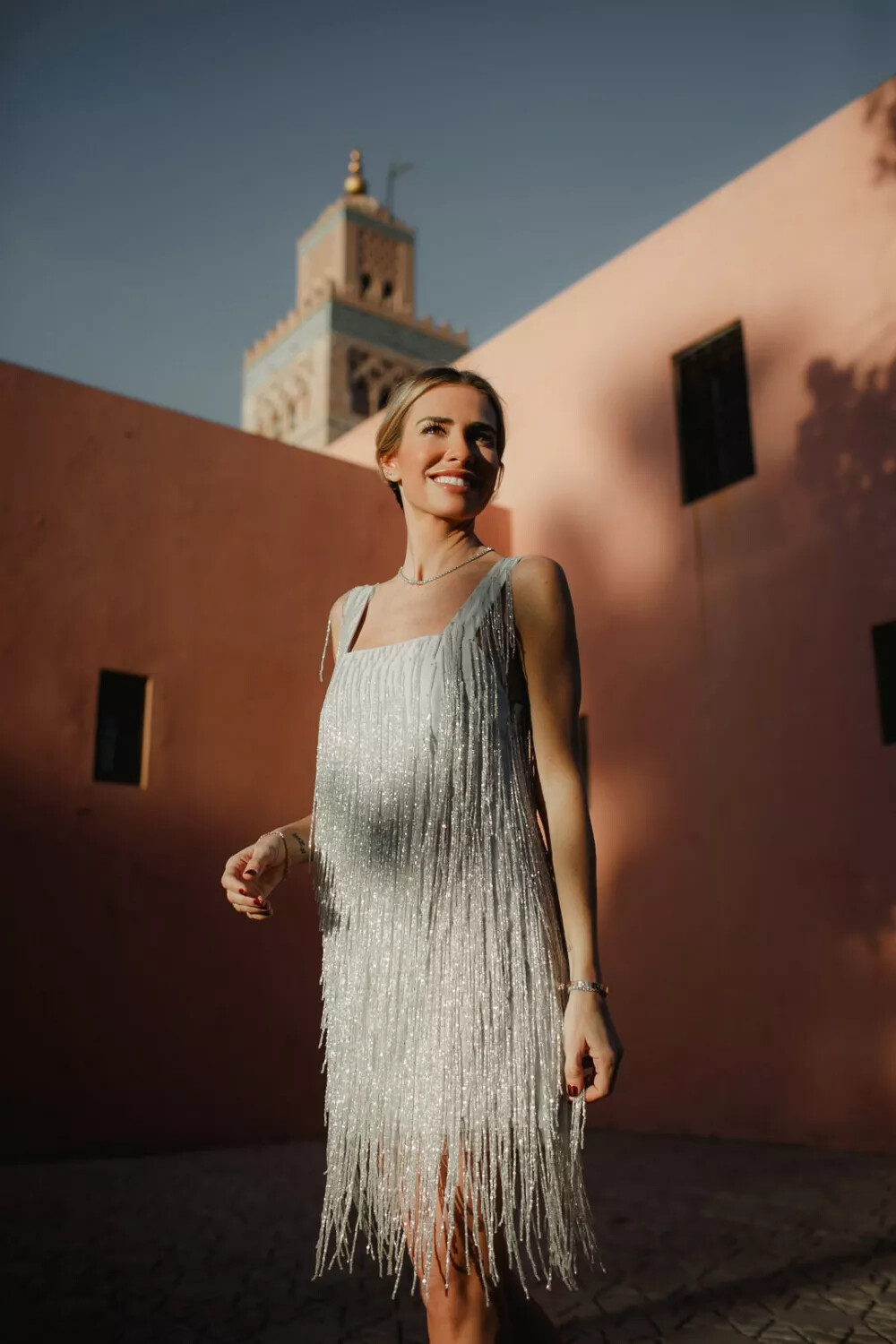Vestido Mujer Corto Bohemio Flecos Plata Slim Suave Boho Elegante 28863