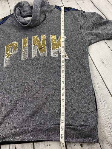 Victoria’s Secret Womens Small Silver Sequin PINK Rainbow 🌈Pride Sweatshirt - Picture 6 of 10