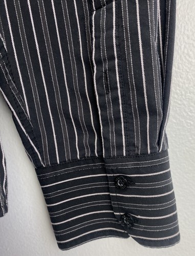 Level Ten Dress Shirt Button Down Up Mens XL Black White Pin Striped - Picture 5 of 8