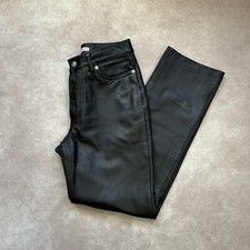 Vintage Tommy Hilfiger Black Leather Pants Y2K Rock Star Biker High Rise Zip Fly