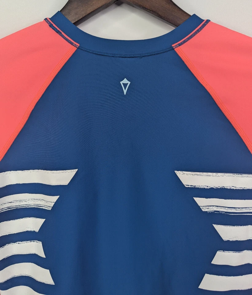Ivivva Girls Underwater Paradise Rash Guard Pink Blue Striped Crew Neck Size 14 - Image 4 of 4
