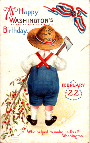 Vintage Postkarte Washingtons Geburtstag - Bild 1 von 2