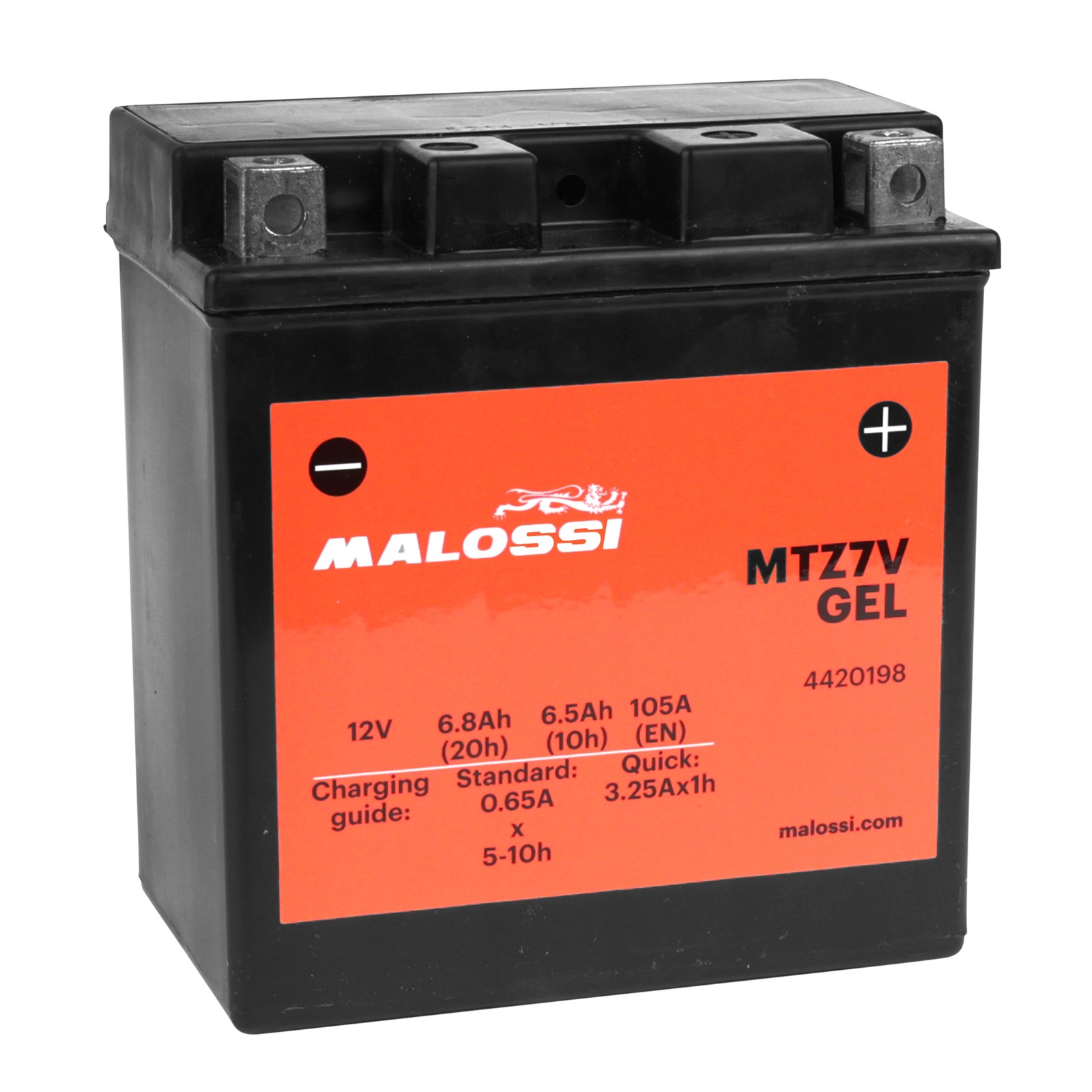 Batterie gel 12v 6 ah Malossi prête à l'emploi et sans entretien pour un démarrage immédiat