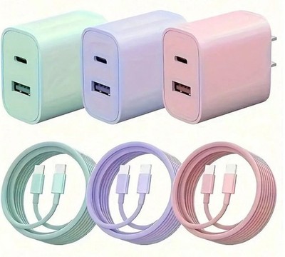 Dual Fast 20W USB C Fast Charger Block Dual Port Power Adapter With 6FT Cable