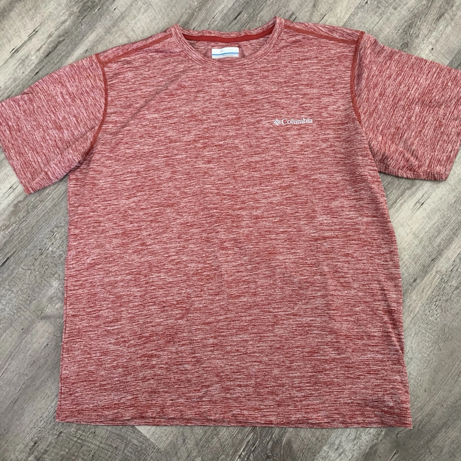 Columbia T-Shirt Mens Large Snake River Running Short Sleeve Red Heather Crew