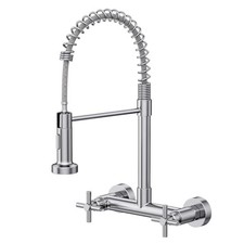 Wall Mount Kitchen Faucet, Brushed Kitchen Sink Faucet, 8 Inch 2 Handle Nickel