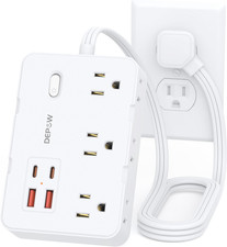 Surge Protector Power Strip with Flat Plug, 3 FT Extension Cord with 6 AC Outlet