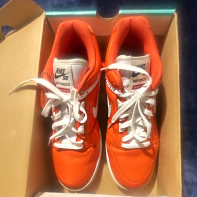 Nike SB Air Force 2 Low Supreme Orange/White Skateboarding Shoes US 11 D