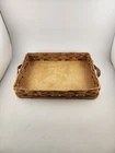 Wicker Basket w Leather Handles Made for Pyrex Corning 9"x13" Casserole Vtg