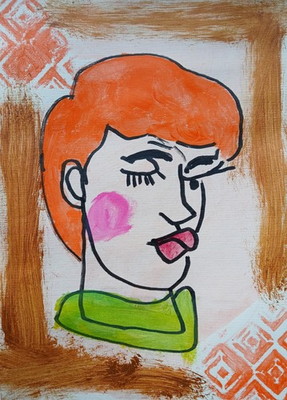 #ad #ad Abstract Expressionism 9 x 12 Orange Hair Colorful Painting Modern Street Art $49.00