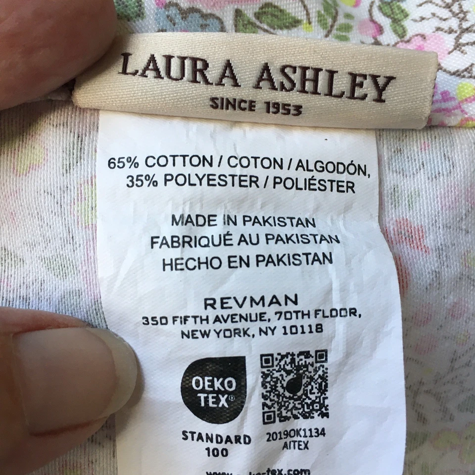 Cortina de Ducha Laura Ashley Floral Rosa Flores Algodón/Poliéster 72x72 pulgadas Foto 2 de 4