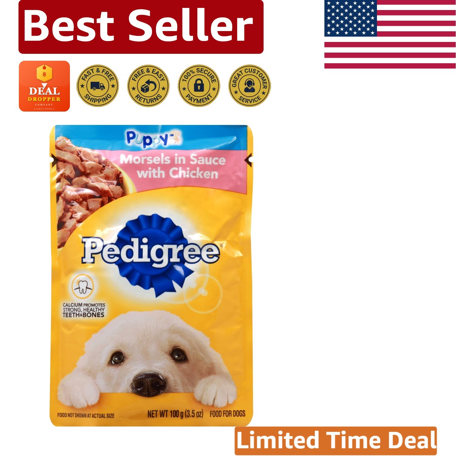 Wholesome Chicken Morsels in Sauce &ndash; Ideal for All Life-Stages Dogs &ndash; 3.5 oz