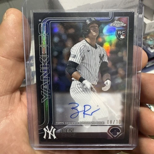 2025 Topps Chrome Baseball Yankees Ben Rice Auto Black 08/10 Investment Card