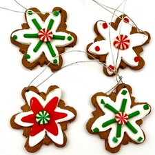 Lot of 4 Minature Gingerbread Cookie Ornaments