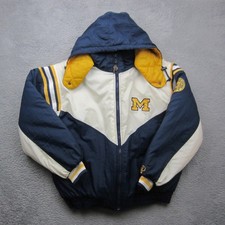 VTG Michigan Wolverines Puffer Jacket Mens XL Pro Player UofM 90s Y2K Quilted