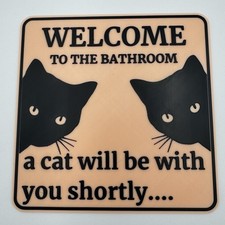 Funny Cat Bathroom Sign   Cat Lover Gift - Cat Humor Wall Decor 6.6 Inches Cats