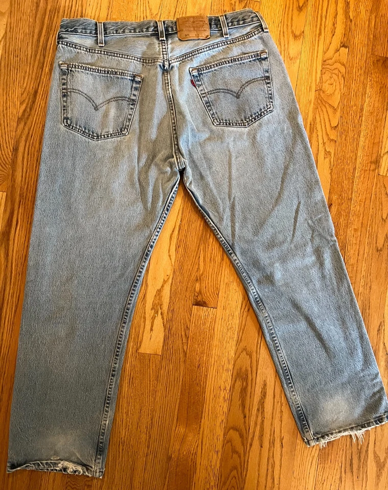 Vintage 90s Levi's XX 501 Button Fly Jeans Men’s Size 40 x 30 Made in USA Worn - Image 3 of 4
