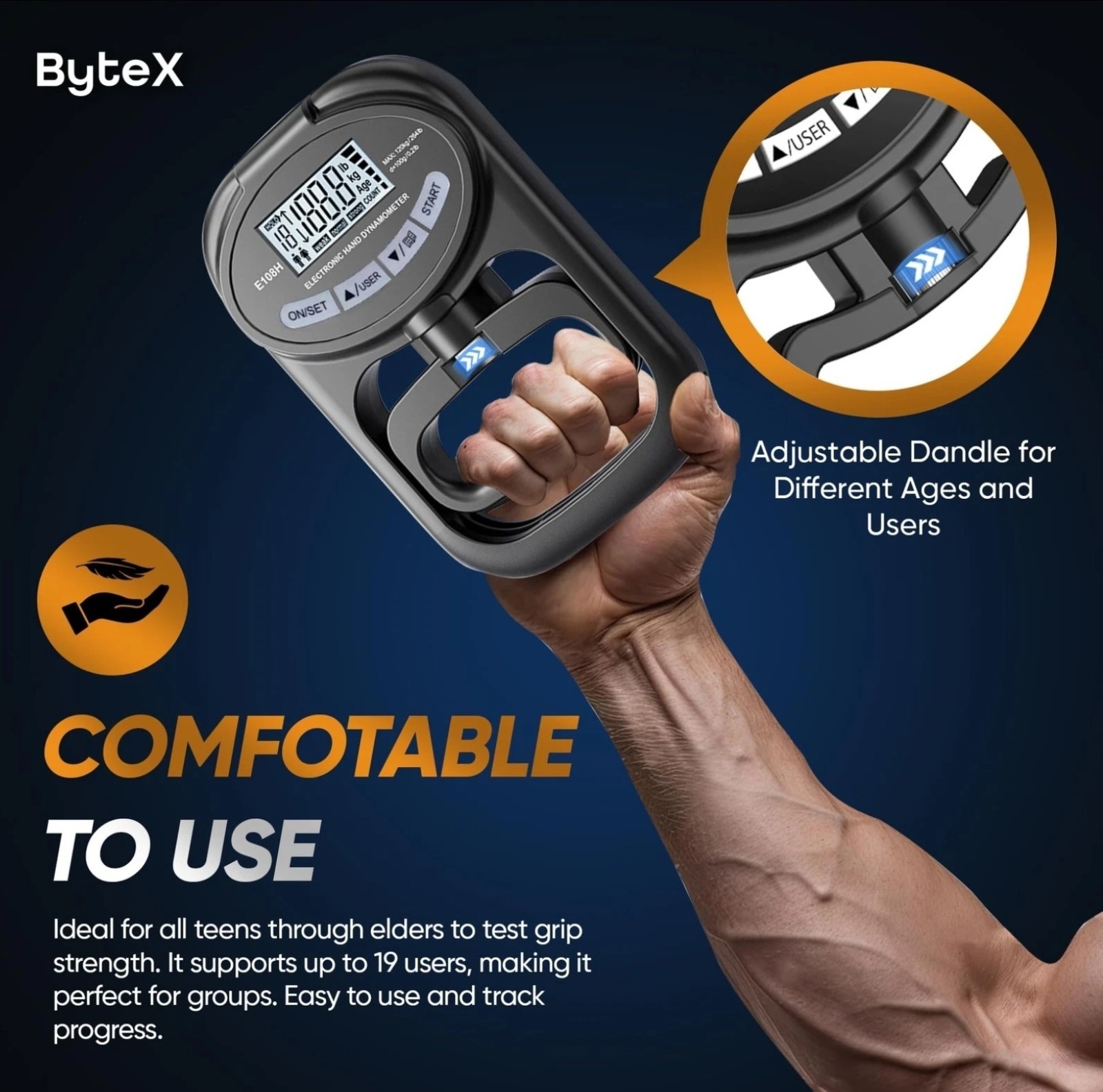 Hand Dynamometer Grip Strength Trainer - Electronic Hand Grip Strength Tester...